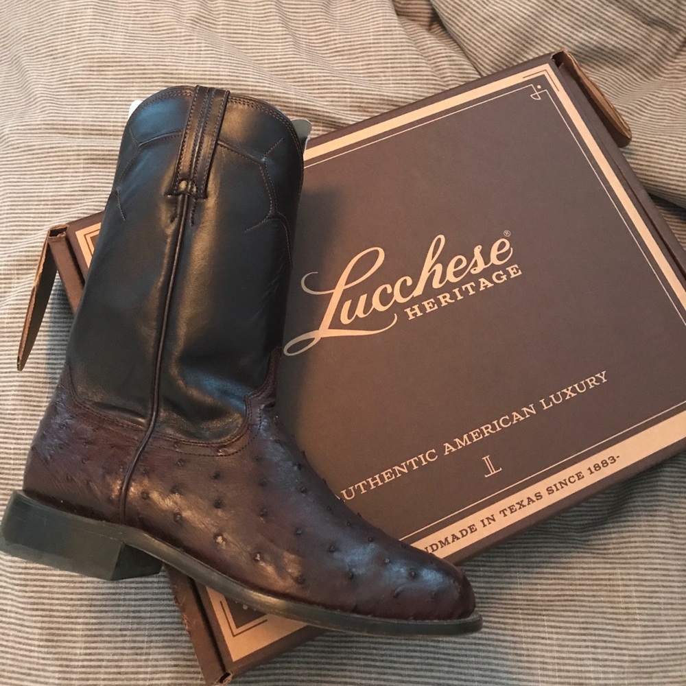 Lucchese Ostrich RoundToe Boots - Size 8EE